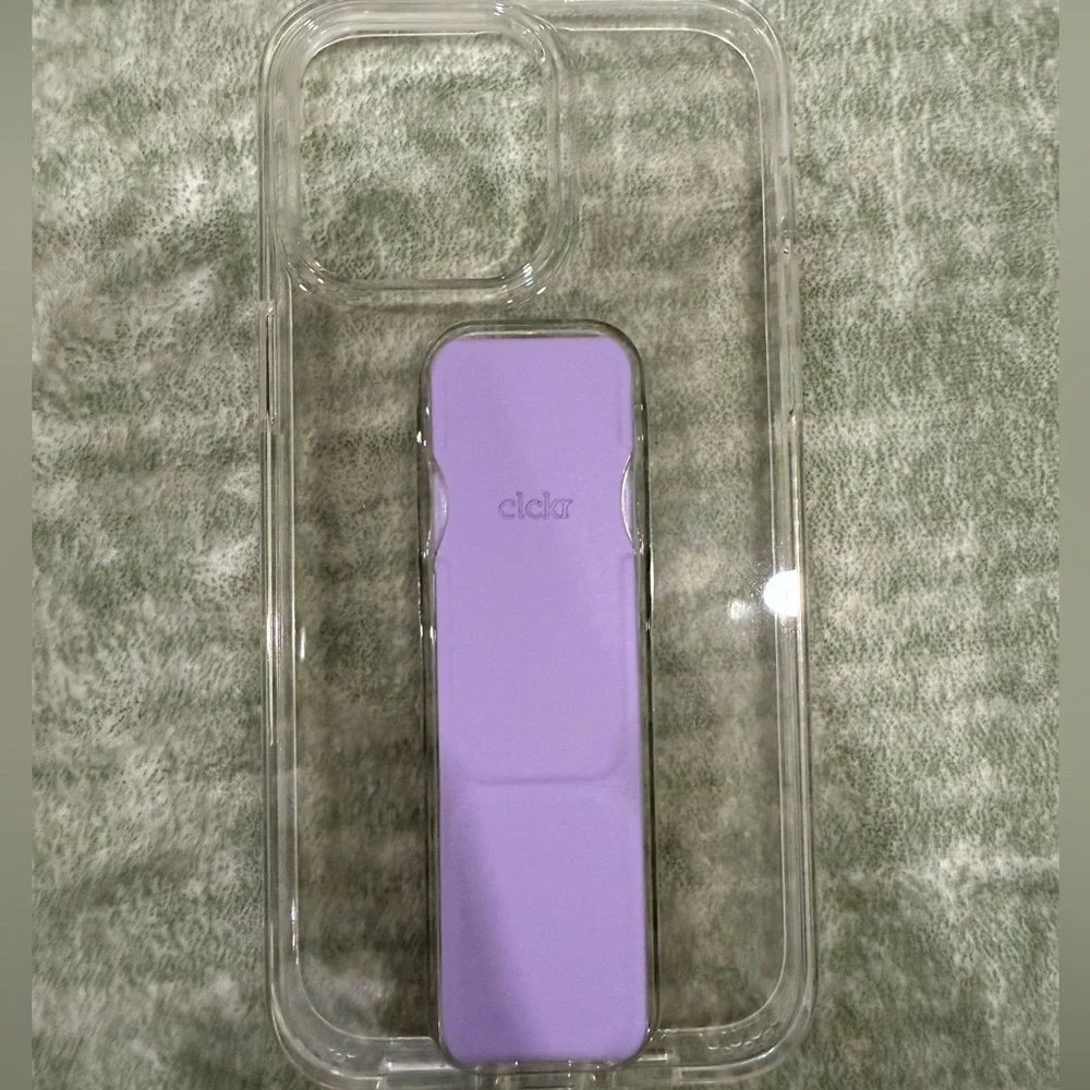 Clckr Stand & Grip Case for iPhone 14 Pro Max - Clear and Purple